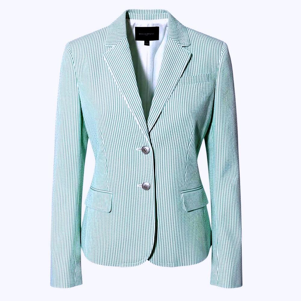 BANANA REPUBLIC® Womens (6) Mint Green Stripe Seersucker Academy Career Blazer
